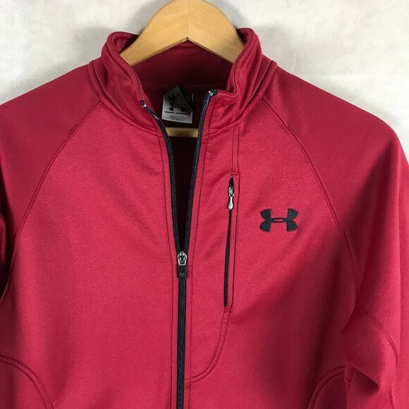 Men's UNDER ARMOUR Red Zip Front Fleece Jacket Small - Picture 2 of 7